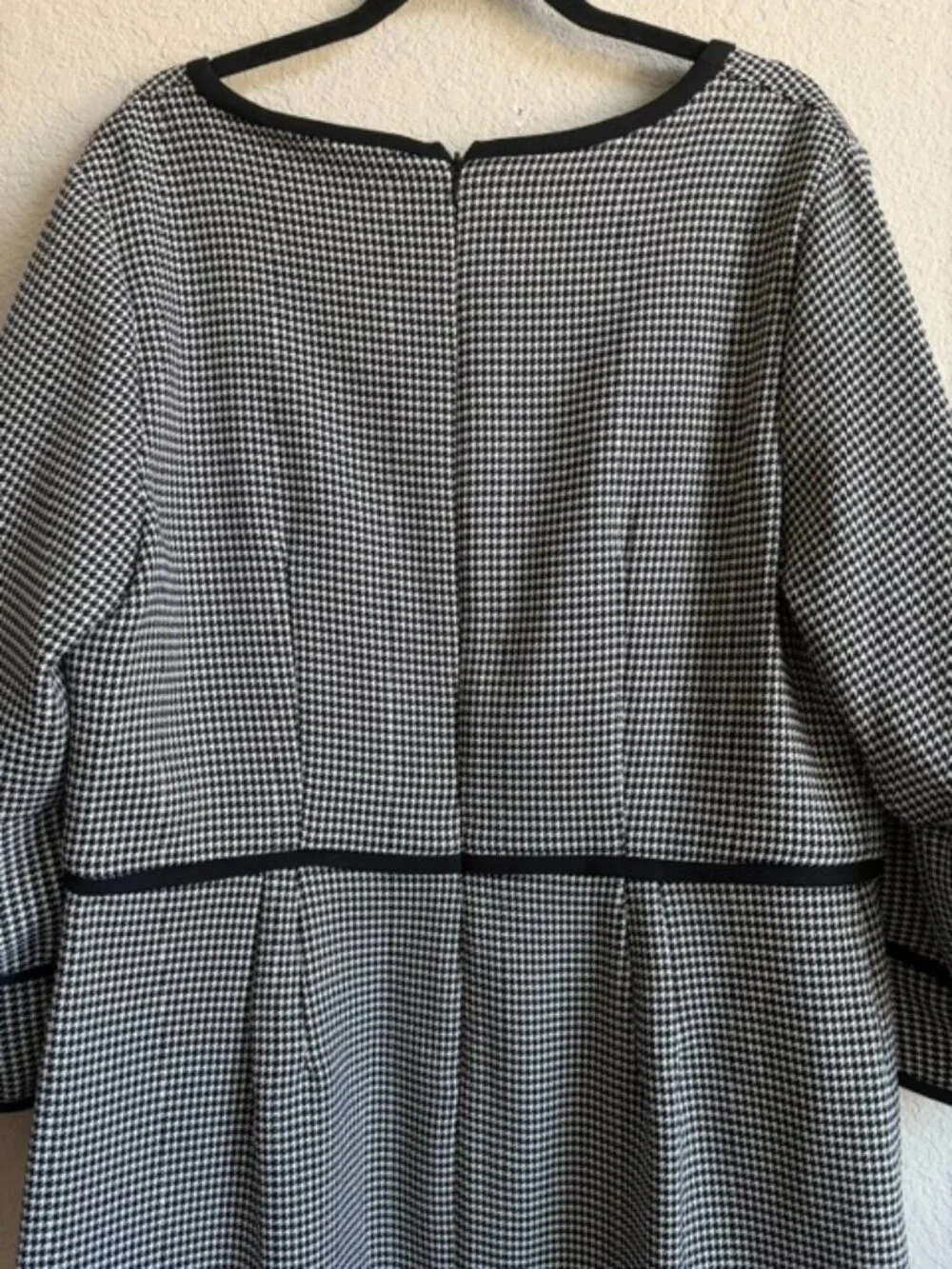 Shelby & Palmer Houndstooth Black/White Bell Sleeve Dress Sz 16 Academia Preppy